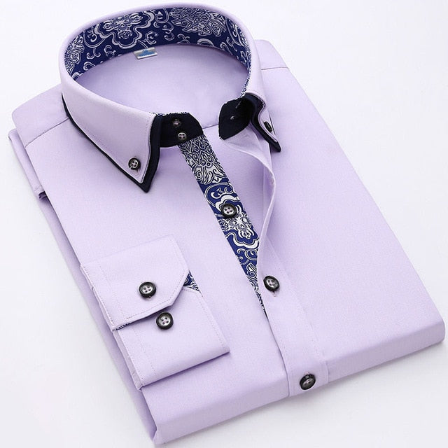 Flower Print Solid New Men Shirt