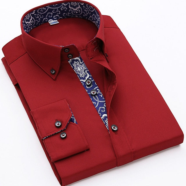 Flower Print Solid New Men Shirt