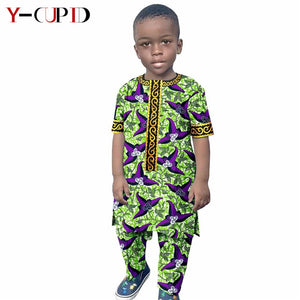 Boys Outfits Custom Ankara Print Tops and Pants Sets