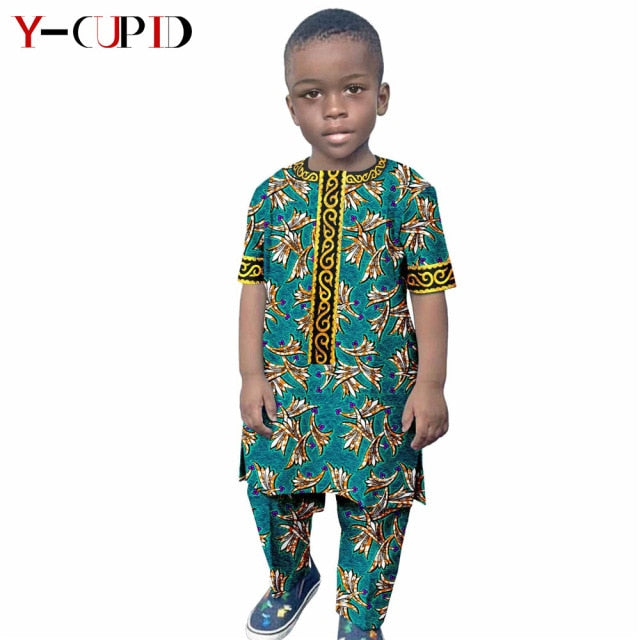 Boys Outfits Custom Ankara Print Tops and Pants Sets