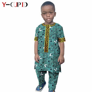 Boys Outfits Custom Ankara Print Tops and Pants Sets