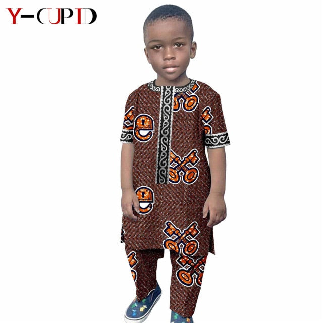 Boys Outfits Custom Ankara Print Tops and Pants Sets