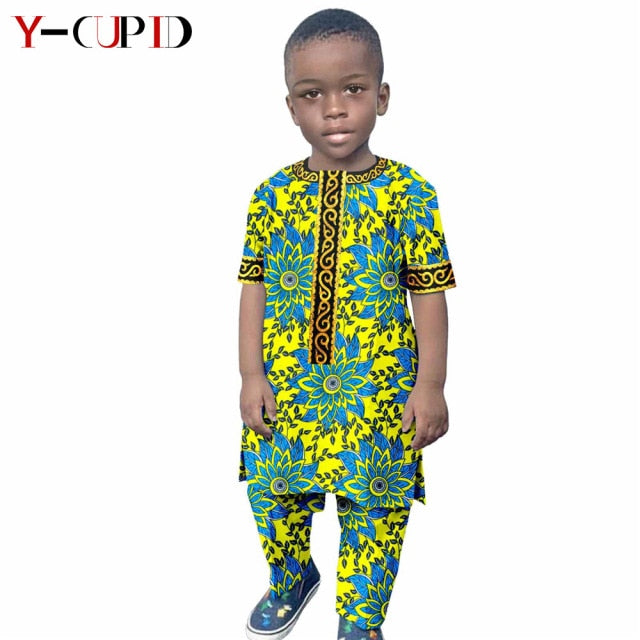 Boys Outfits Custom Ankara Print Tops and Pants Sets