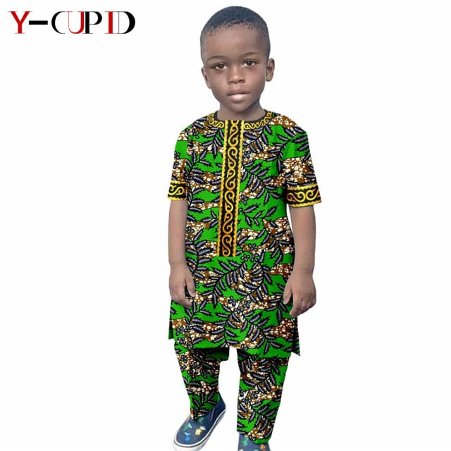 Boys Outfits Custom Ankara Print Tops and Pants Sets