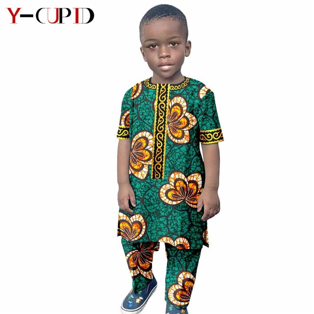 Boys Outfits Custom Ankara Print Tops and Pants Sets