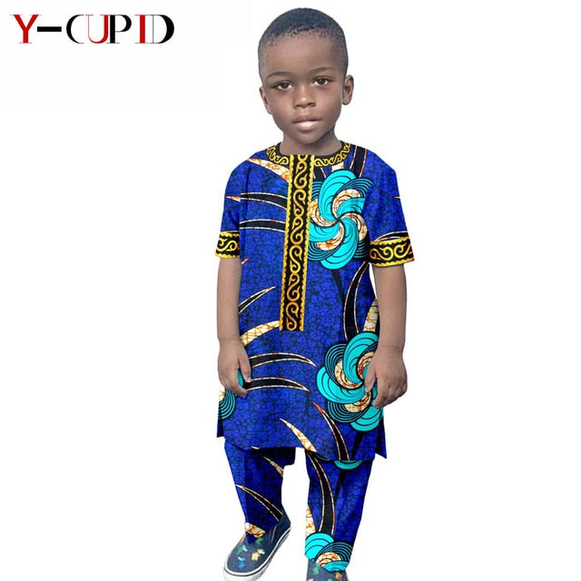 Boys Outfits Custom Ankara Print Tops and Pants Sets