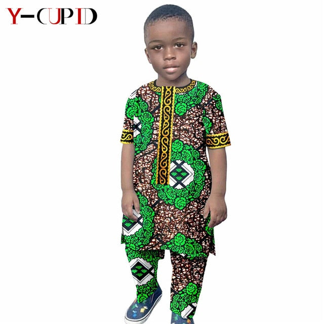 Boys Outfits Custom Ankara Print Tops and Pants Sets