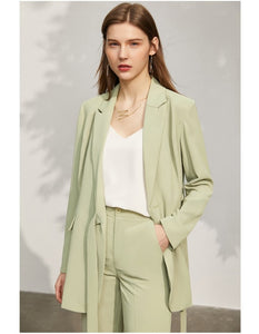 Lady Solid Lapel Full Sleeve Suit