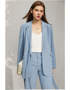 Lady Solid Lapel Full Sleeve Suit