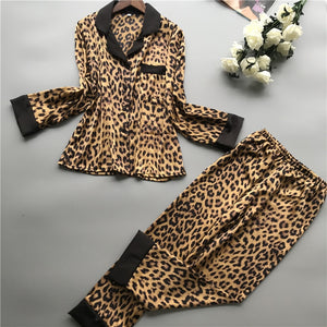 Pajamas - Leopard Satin Pajamas