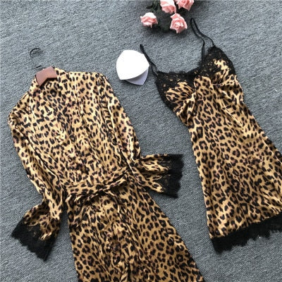 Pajamas - Leopard Satin Pajamas