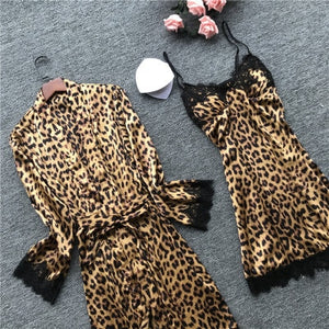 Pajamas - Leopard Satin Pajamas