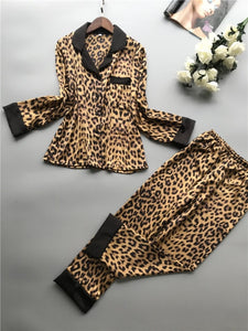 Pajamas - Leopard Satin Pajamas