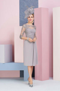 Gray Lace Appliqued Mother Of The Bride groom Dress