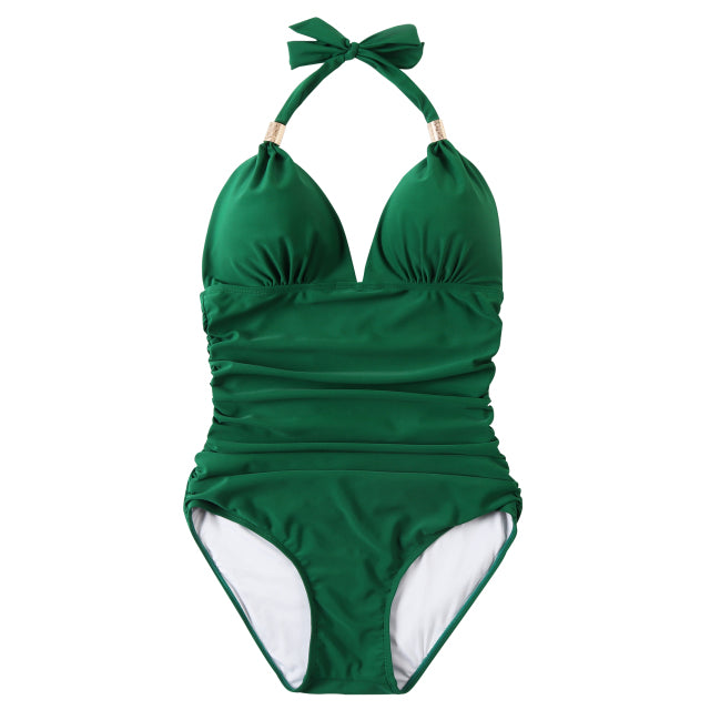 One Piece Solid Bathing Suit