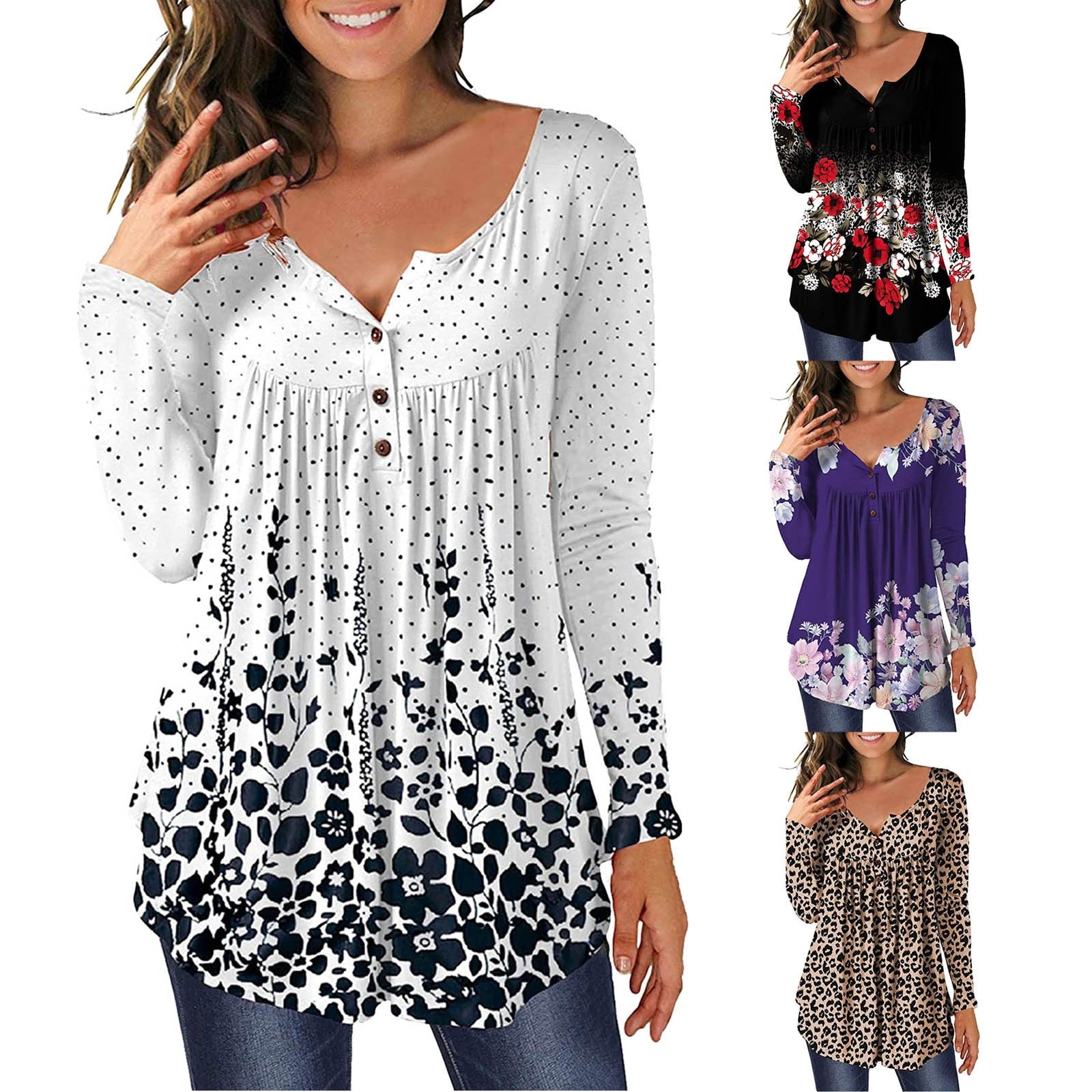 Floral Printed Tunic Shirts