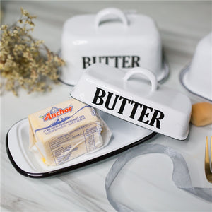 Retro Nostalgic Enamel Butter Dish