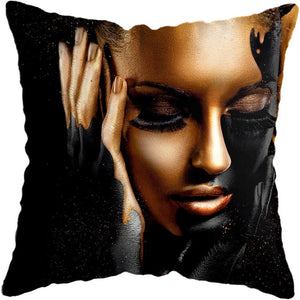 Pillow - Black Gold African Lady