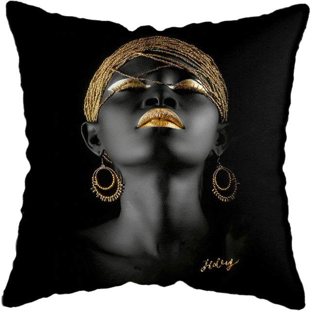 Pillow - Black Gold African Lady