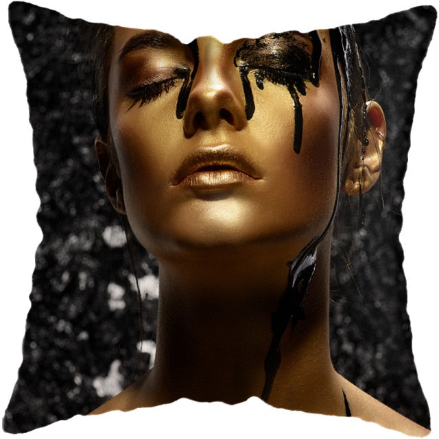 Pillow - Black Gold African Lady