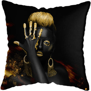 Pillow - Black Gold African Lady