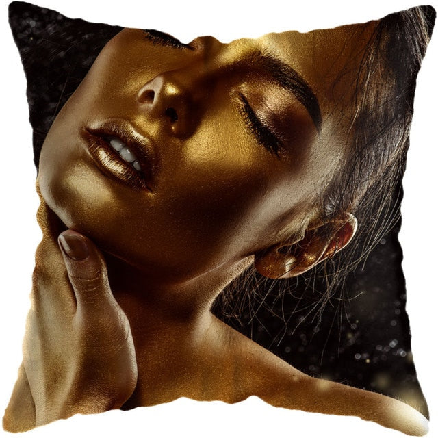 Pillow - Black Gold African Lady