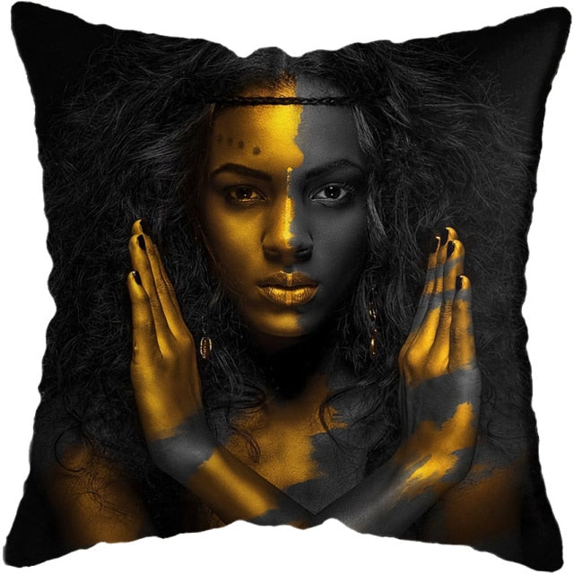 Pillow - Black Gold African Lady