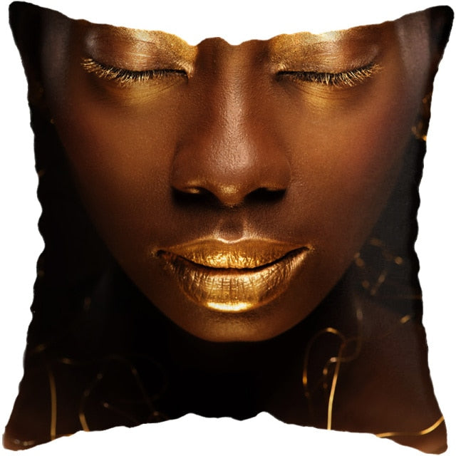 Pillow - Black Gold African Lady