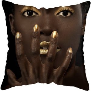 Pillow - Black Gold African Lady