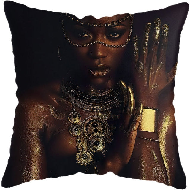 Pillow - Black Gold African Lady