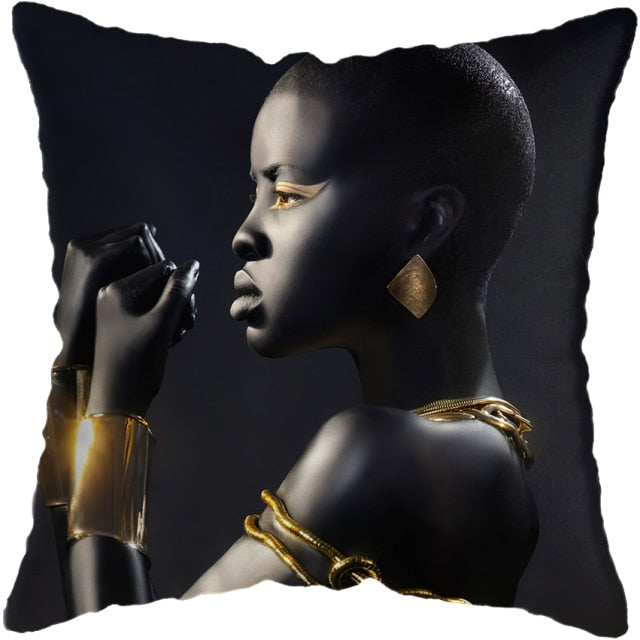 Pillow - Black Gold African Lady