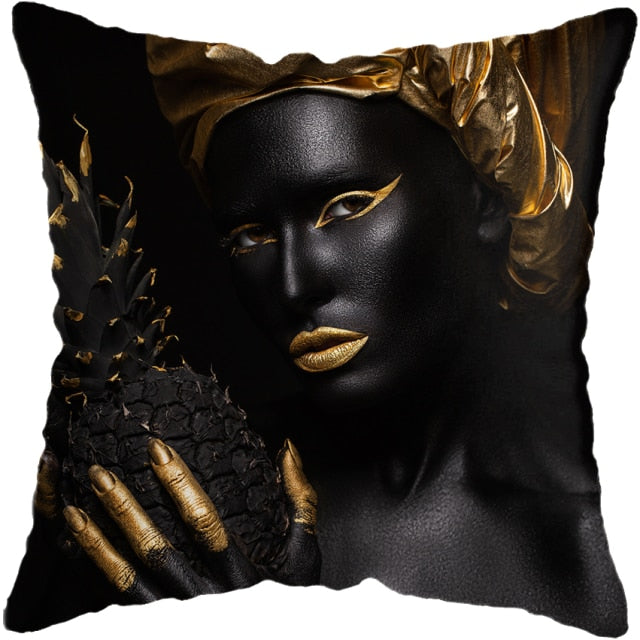 Pillow - Black Gold African Lady