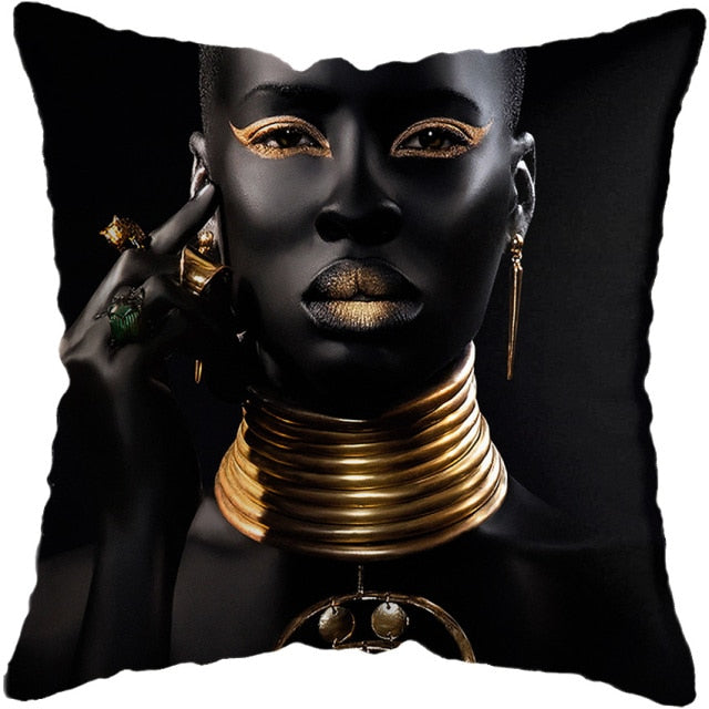 Pillow - Black Gold African Lady