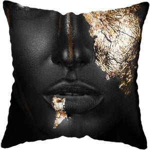 Pillow - Black Gold African Lady