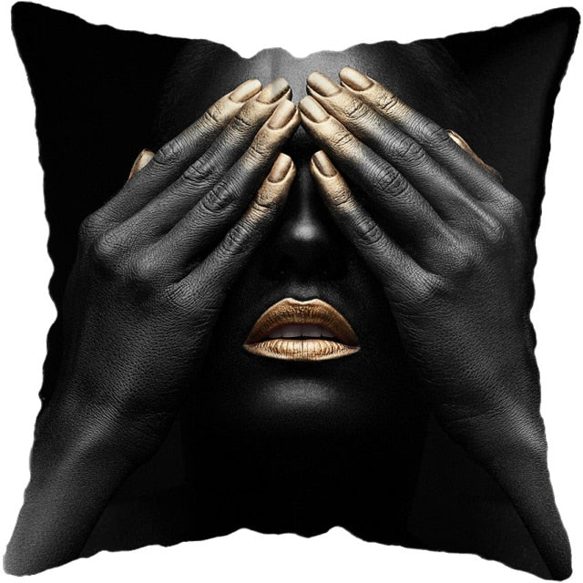 Pillow - Black Gold African Lady