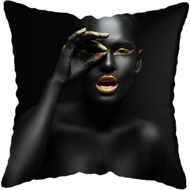 Pillow - Black Gold African Lady