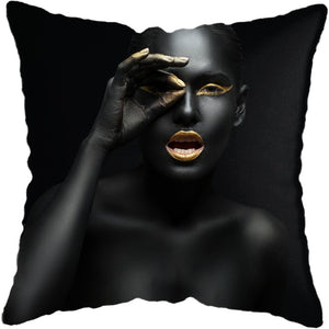 Pillow - Black Gold African Lady