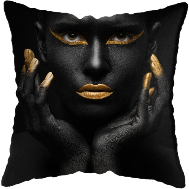 Pillow - Black Gold African Lady