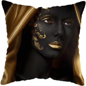 Pillow - Black Gold African Lady