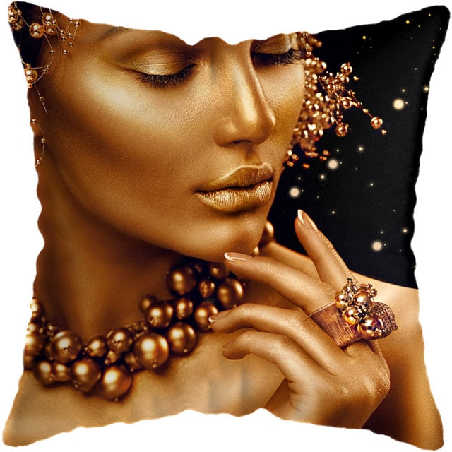 Pillow - Black Gold African Lady