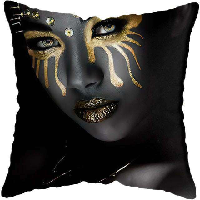 Pillow - Black Gold African Lady