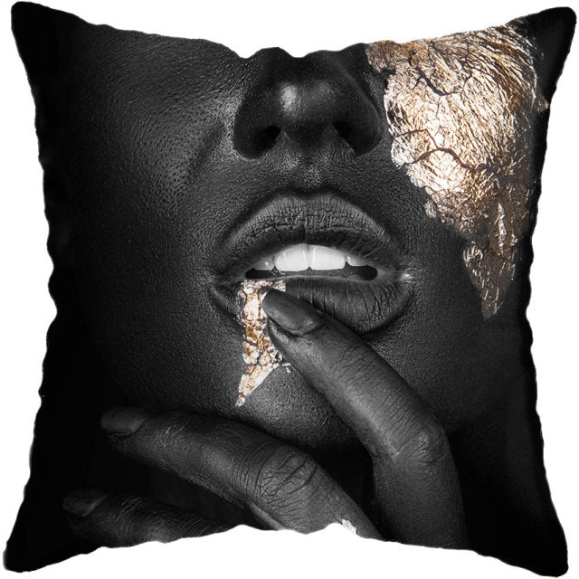 Pillow - Black Gold African Lady