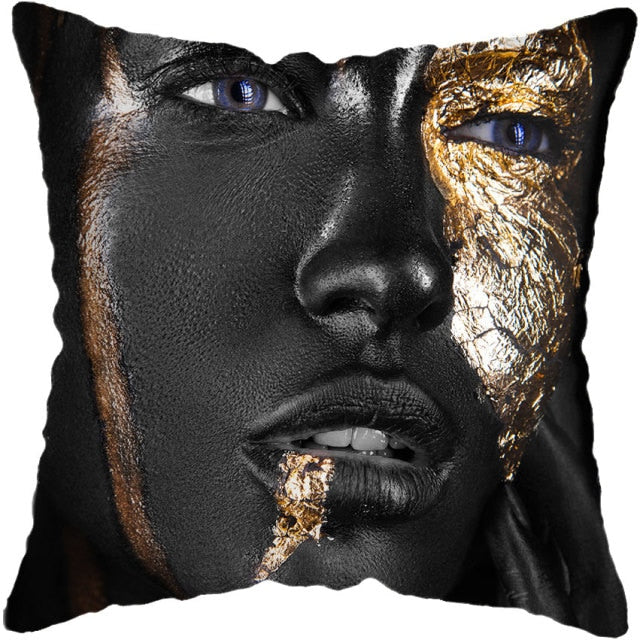 Pillow - Black Gold African Lady