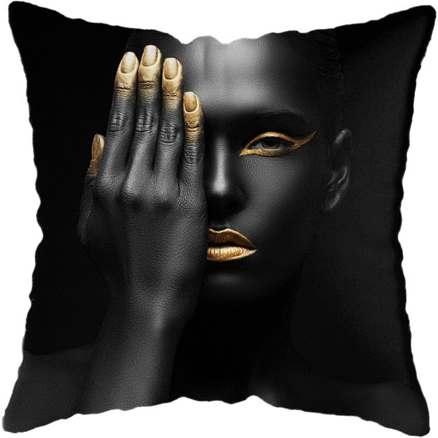 Pillow - Black Gold African Lady