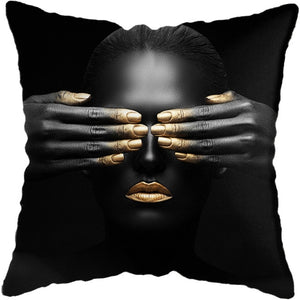 Pillow - Black Gold African Lady