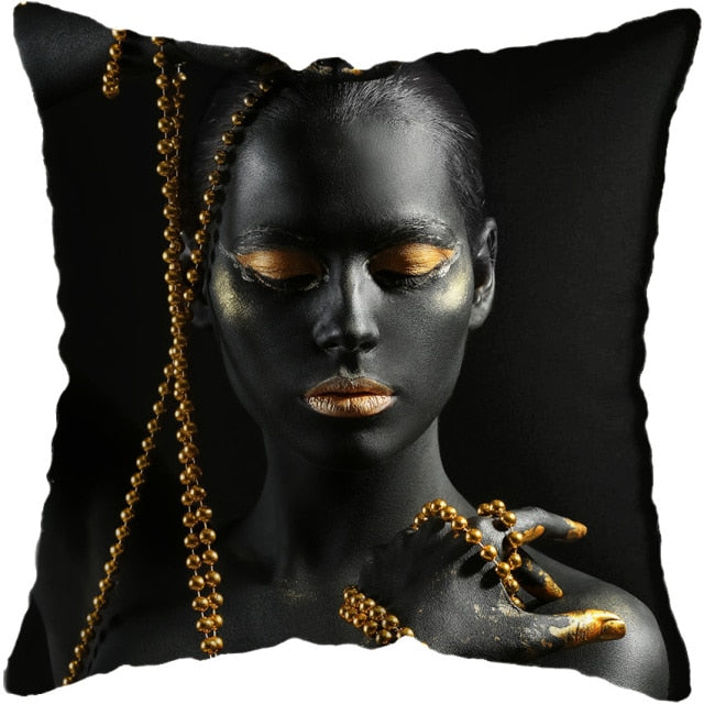 Pillow - Black Gold African Lady