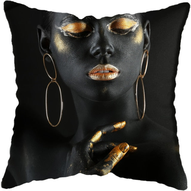 Pillow - Black Gold African Lady