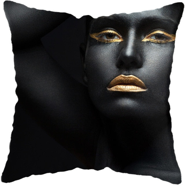 Pillow - Black Gold African Lady