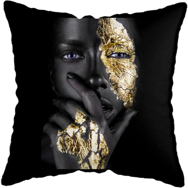 Pillow - Black Gold African Lady