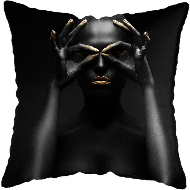 Pillow - Black Gold African Lady